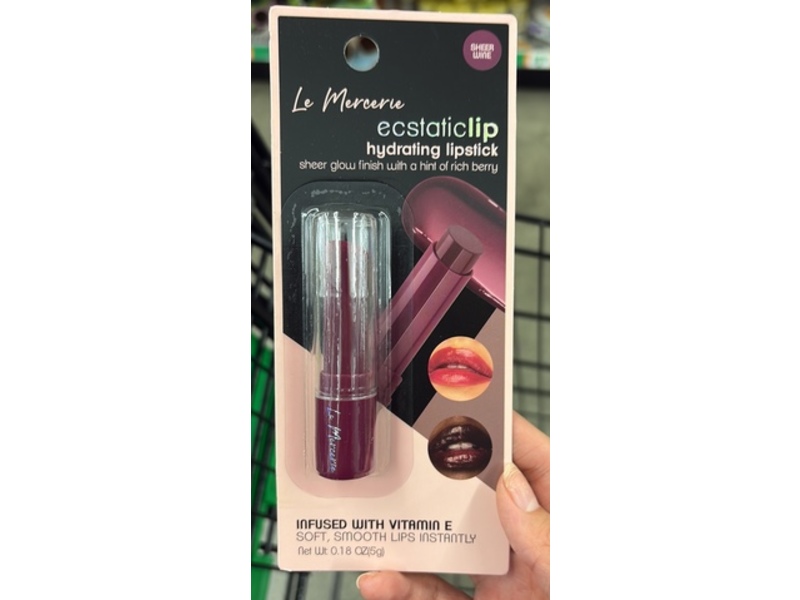 LE MERCERIE Ecstatic Lip Hydrating Lipstick, Vitamin E, Sheer Wine, 0.18 oz/5 g