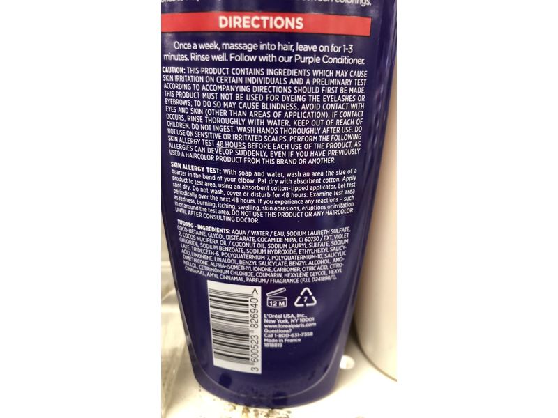 L'oreal Paris Elvive Color Vibrancy Purple Shampoo, 6.7 fl oz/200 mL