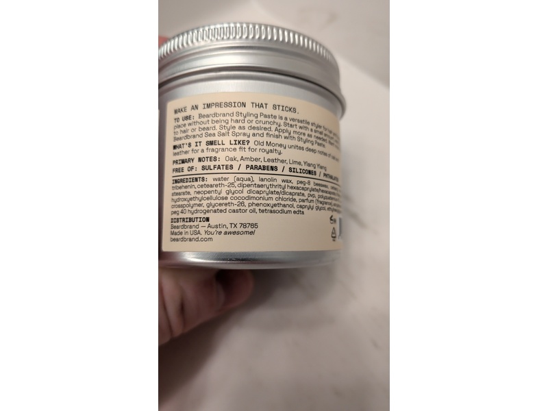 Beardbrand Styling Paste, Old Money, 4.2 oz/119 g