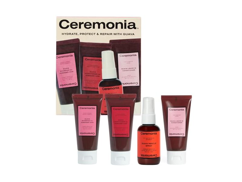 Ceremonia Guava On-The-Go Hair Kit, 1.69 fl oz/450 mL, 4 Count