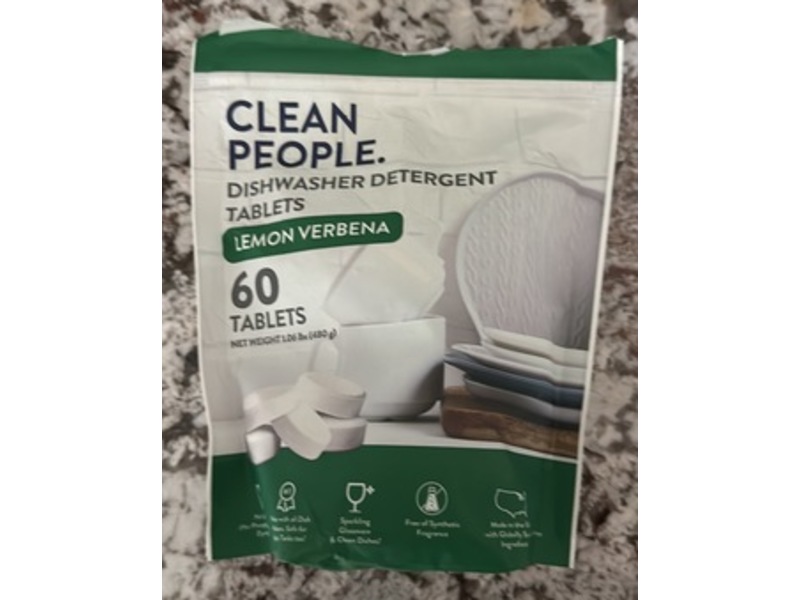 Clean People Dishwasher Detergent Tablets, Lemon Verbena, 480 g, 60 Count