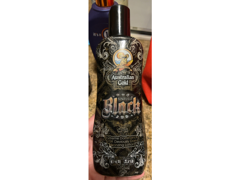 Australian Gold Sinfully Black Bronzing Tanning Lotion, 15x Deep Dark, 8.5 oz/250 mL