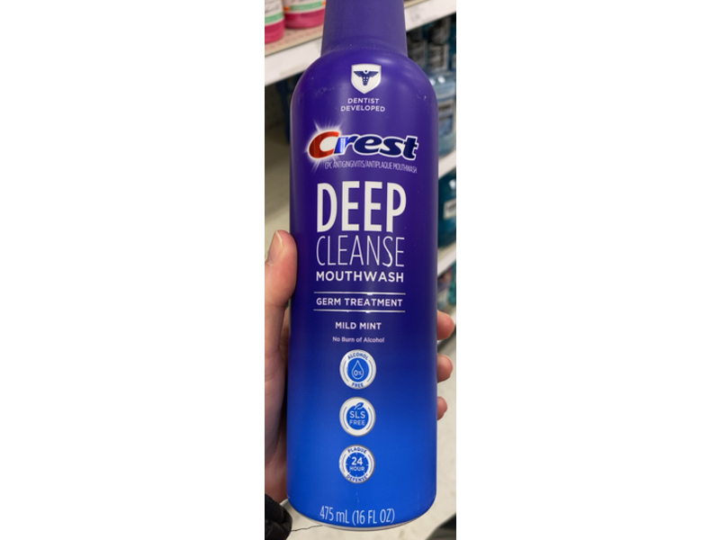 Crest Deep Cleanse Mouthwash, Mild Mint, 16 fl oz/475 mL