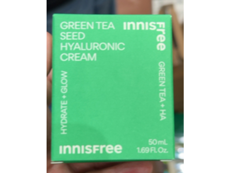 Innisfree Hydrate + Glow Hyaluronic Cream, Green Tea Seed, 1.69 fl oz/50 mL