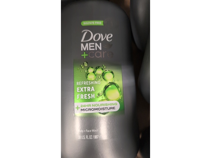 Dove Men+Care Refreshing Extra Fresh Body+Face Wash, 30 fl oz/887 mL