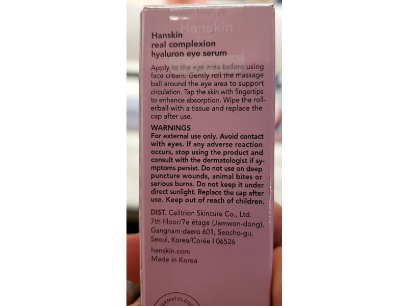 Hanskin Real Complexion Hyaluron Eye Serum, 0.84 fl oz/25 mL