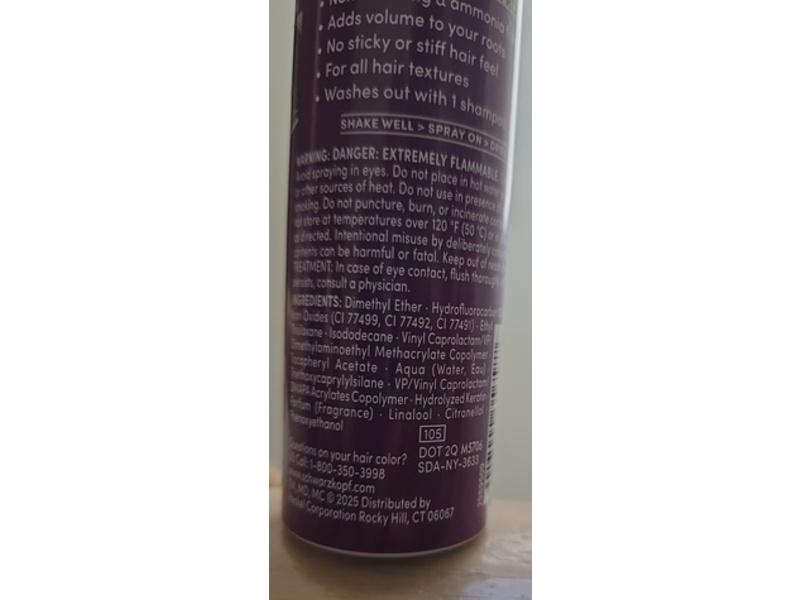 Schwarzkopf Keratin Root Temporary Hair Color Spray, Dark Brown, 2 oz/57 g
