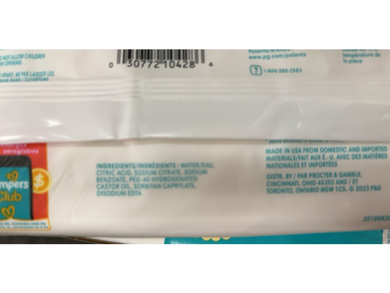 Pampers Baby Wipes, Free & Gentle, 52 Count