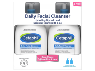 Cetaphil Daily Facial Cleanser, Combination To Oil, Sensitive Skin, 20 fl oz/591 mL, 2 Pack