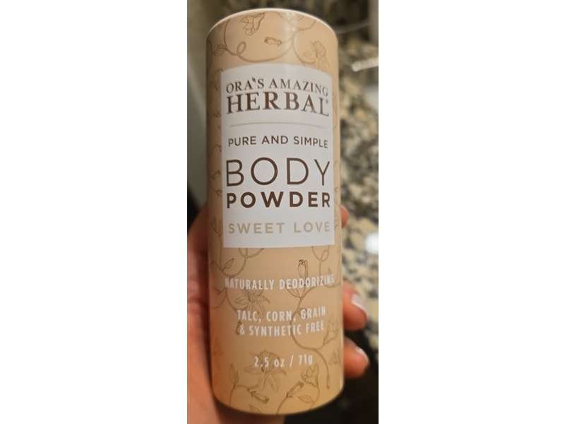 Ora's Amazing Herbal Pure & Simple Body Powder, Sweet Love Vanilla, 2.5 oz/71 g