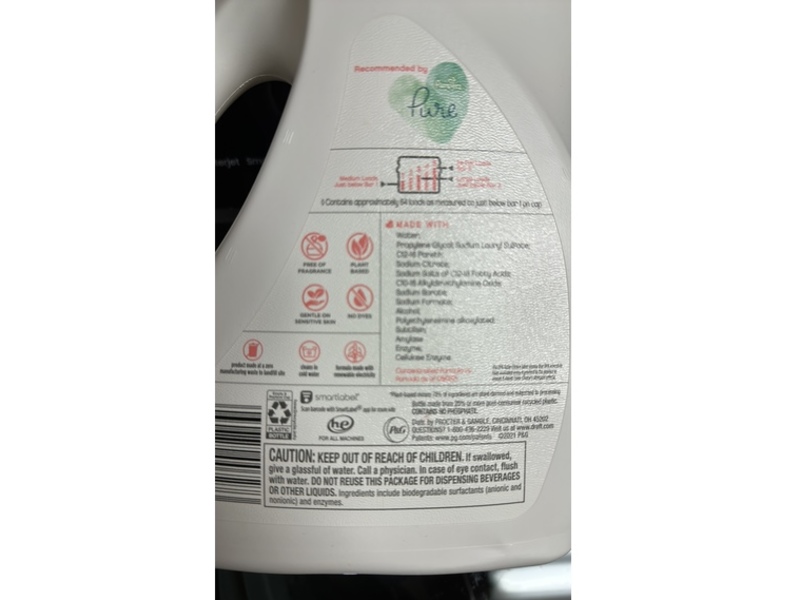 Dreft Pure Gentleness Baby Detergent, 64 Loads, 92 fl oz/2.72 L