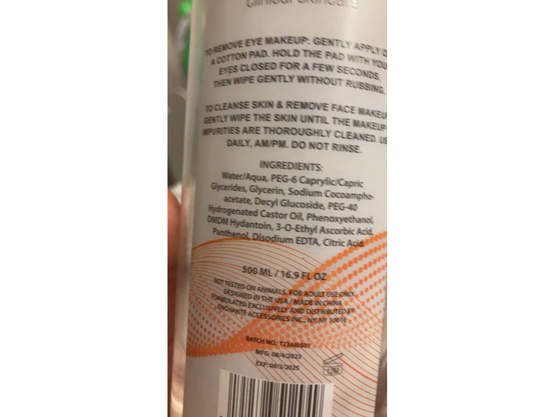 La Soie Clinical Skincare Micellar Cleansing Water, Vitamin C, 16.9 fl oz/500 mL