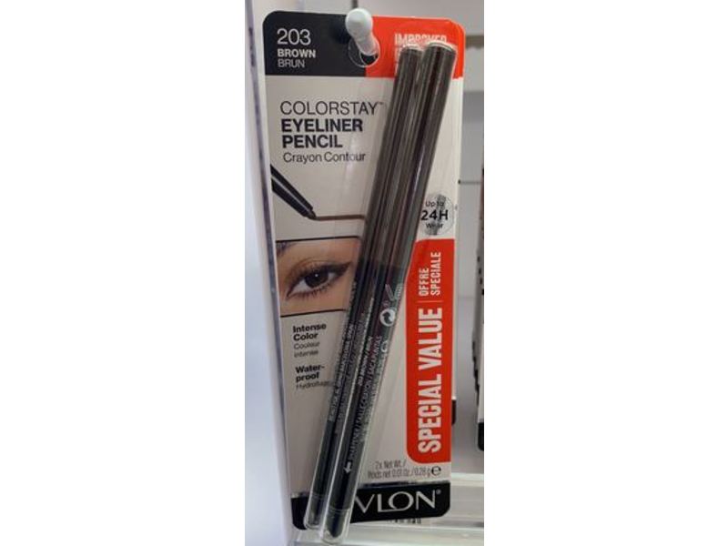 Revlon Colorstay Eyeliner Pencil, Waterproof, 203 Brown, 0.01 oz/0.28 g, Pack Of 2