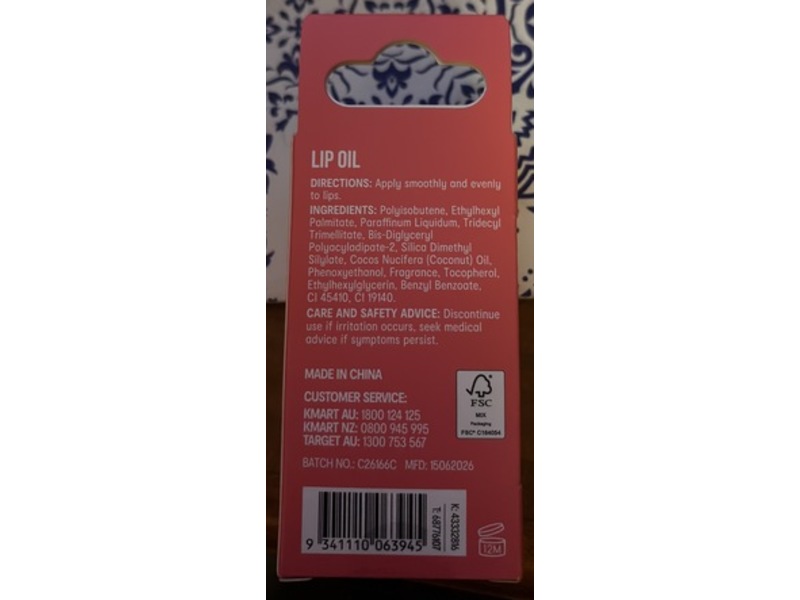 OXX Skincare Nourishing Lip Oil, Coconut Oil & Watermelon Scented