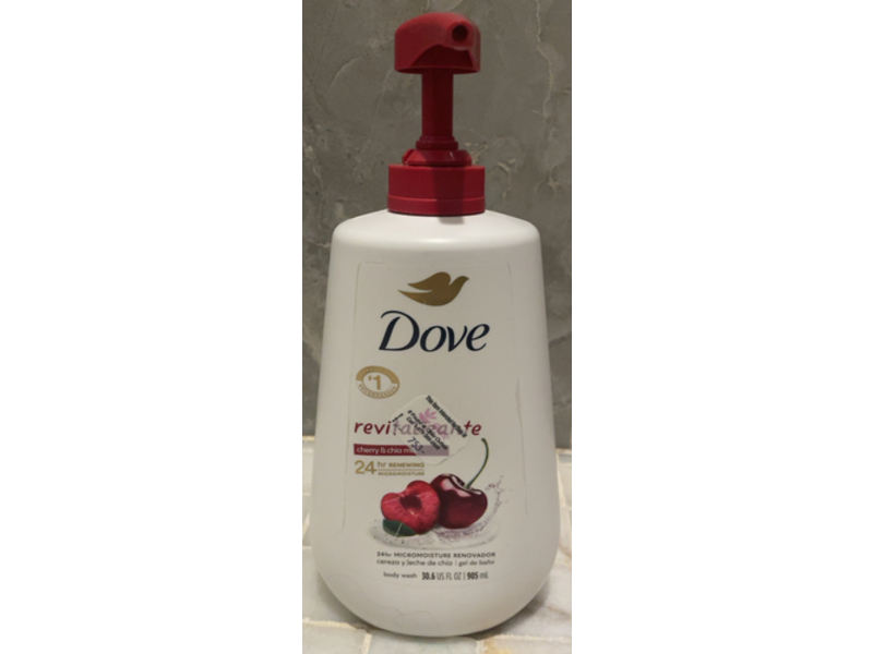 Dove Moisturizing Gentle Body Wash, Cherry & Chia Milk, 30.6 fl oz/905 mL, Pack Of 3