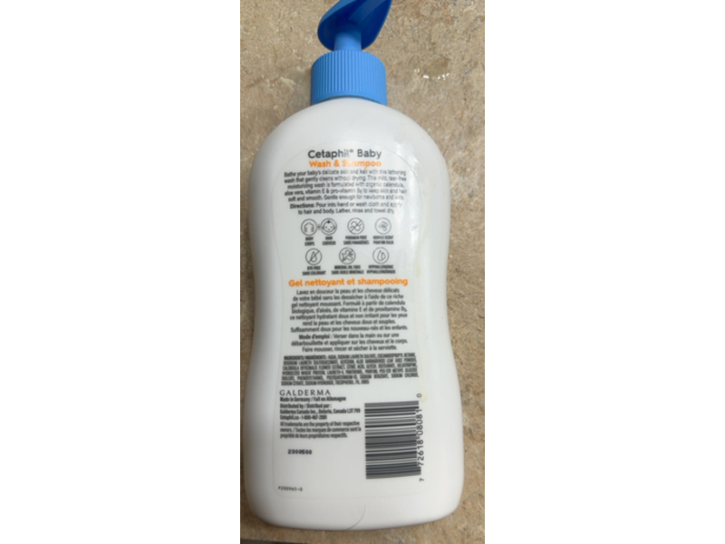Cetaphil Baby Wash & Shampoo, Organic Calendula & Aloe Vera, 400 mL