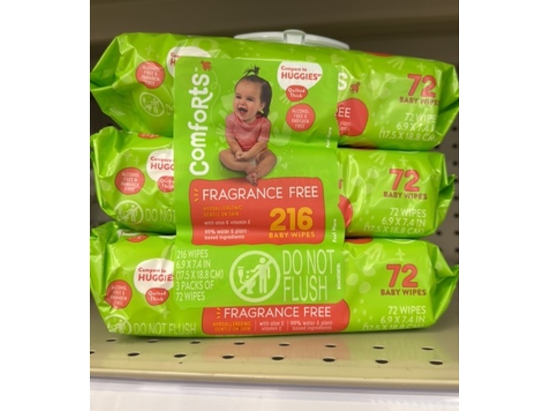 Comforts For Baby Baby Wipes, 72 Wipes, Pack Of 3