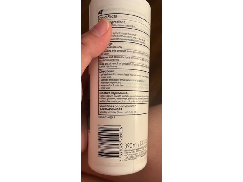 Vichy Laboratories Dercos Anti-Dandruff Shampoo, Selenium Sulfide, 13.18 fl oz/390 mL