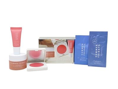 Summer Fridays The Dewy Pink Gel Cream Moisturizer, Lip Balm Pink Sugar & Bush Butter Balm Set