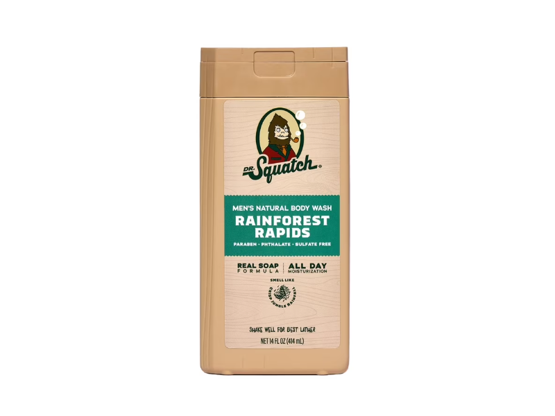 Dr.Squatch Men's Natural Body Wash, Rainforest Rapids, 14 fl oz/414 mL