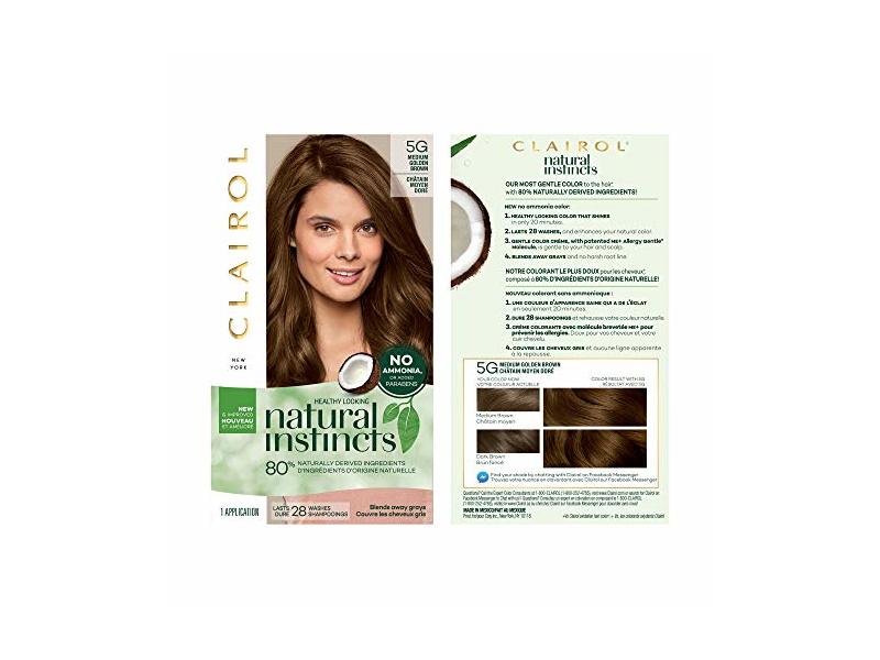 Clairol Natural Instincts Non-Permanent Hair Color - 5G Medium Golden Brown - 1 Kit