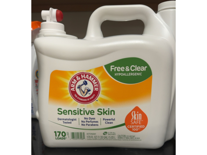 Arm & Hammer Sensitive Skin Liquid Laundry Detergent, Free & Clear, 170 Loads, 170 fl oz/5.03 L