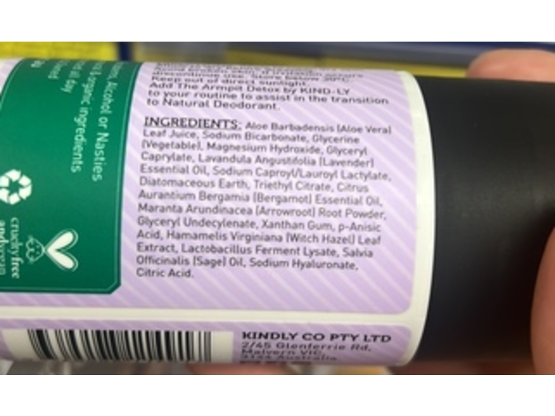 Kind-ly Natural Deodorant, Lavender & bergamot, 2.03 fl oz/60 mL