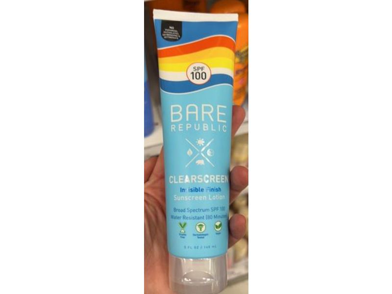 Bare Republic Clearscreen Invisible Finish Sunscreen Lotion, SPF 100, 5 fl oz/148 mL