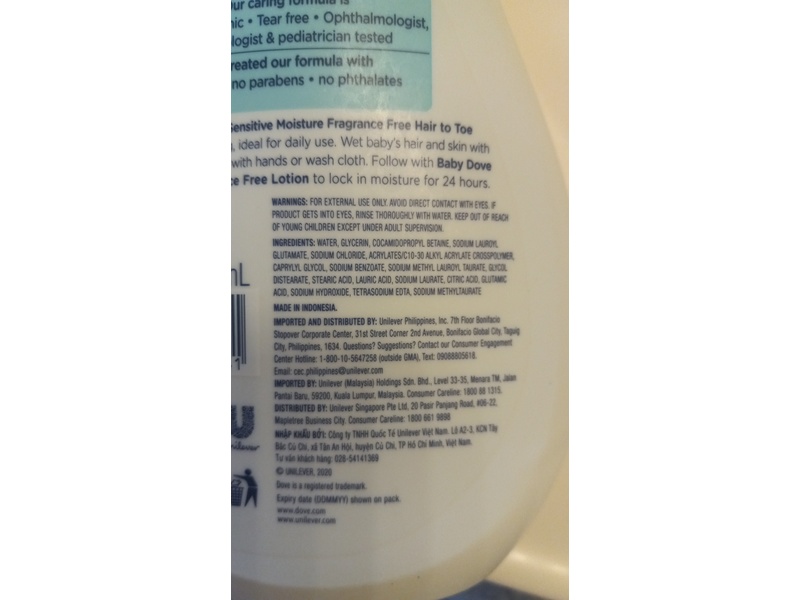 Baby Dove Hair To Toe Baby Wash, Sensitive Moisture, 591 mL