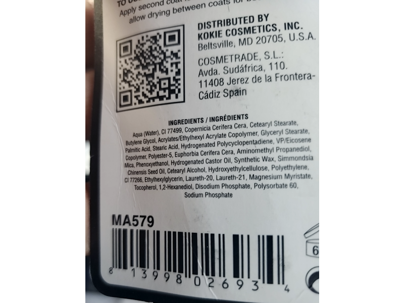 Kokie Maxed Out Lash Mascara, Jet Black,0.32 fl oz/9 mL