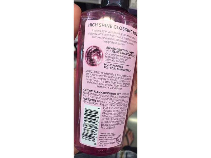L'Oreal Advanced Haircare Nutri-Gloss High-Gloss Glossing Mist, 3.4 fl oz/100 mL
