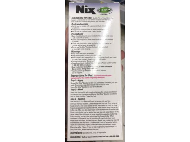 Nix Ultra 2-In-1 Lice Elimination System, Kills Lice & Eggs, 3.4 fl oz/100 mL