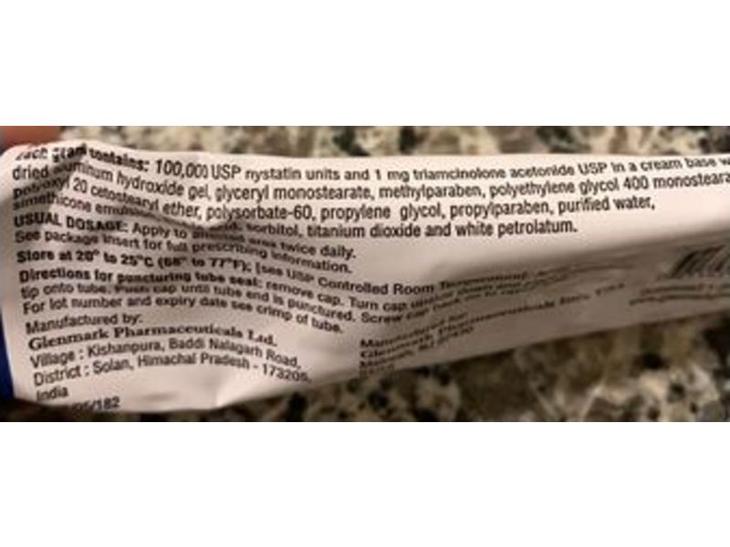 Nystatin and Triamcinolone Acetonide Cream USP, 35 g, Glenmark (RX)