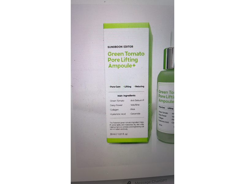 Sungboon Editor Pore Lifting Ampoule+, Green Tomato, 1.01 fl oz/ 30 mL