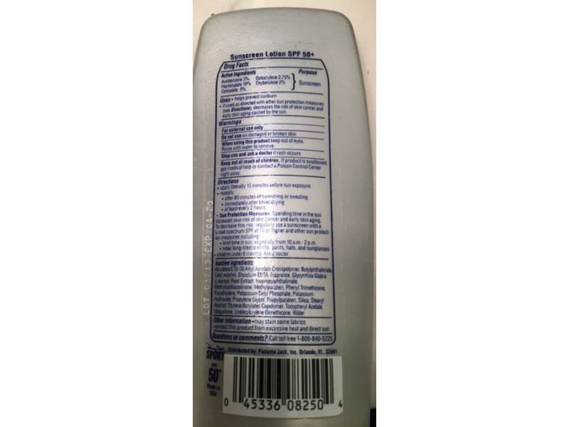 Panama Jack Sport Sunscreen Lotion, SPF 50, 3 fl oz/90 mL