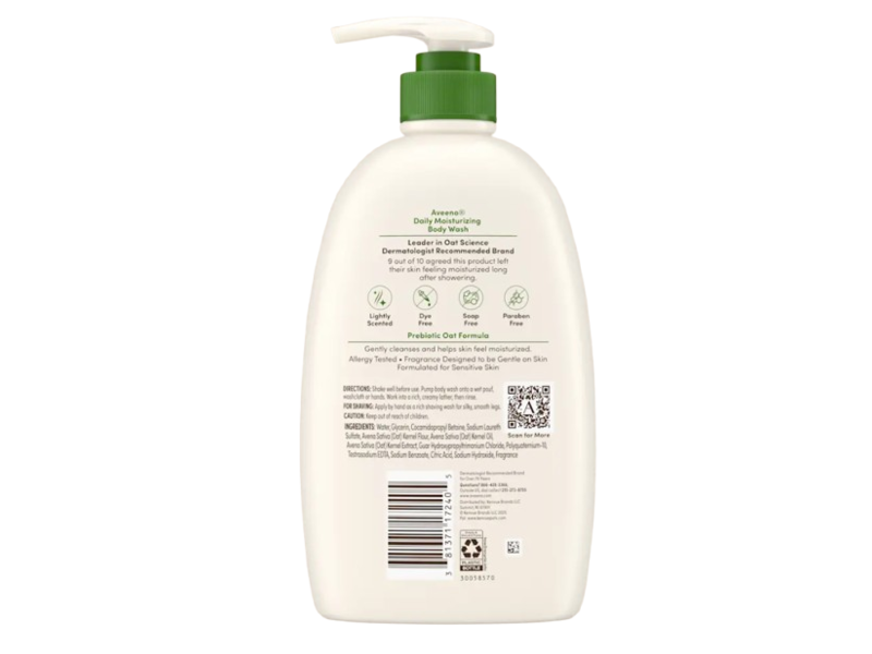 Aveeno Daily Moisturizing Body Wash, Prebiotic Oat, 33 fl oz/975 mL