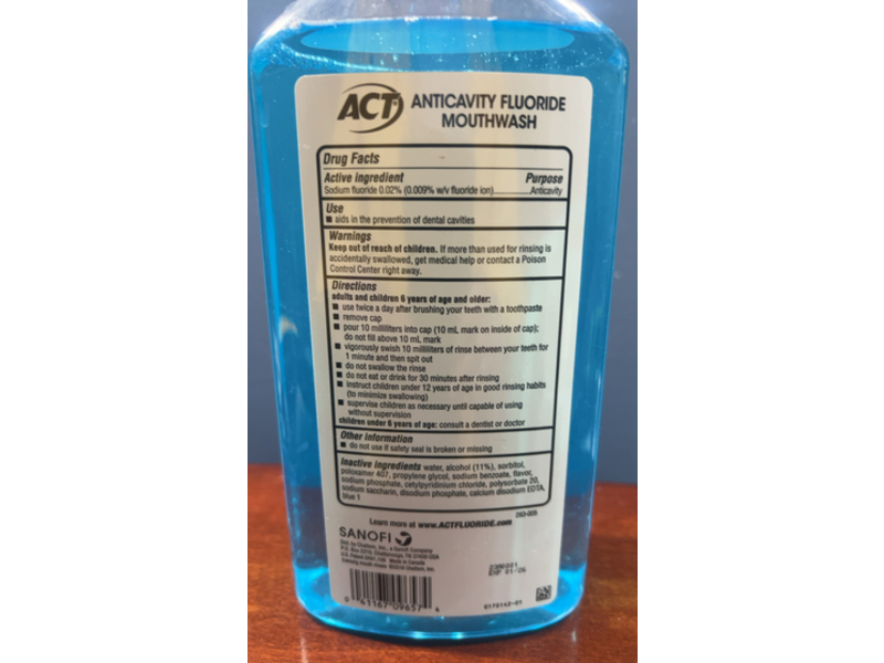 Act Total Care Anticavity Fluoride Mouthwash, Icy Clean Mint, 33.8 fl oz/1 L