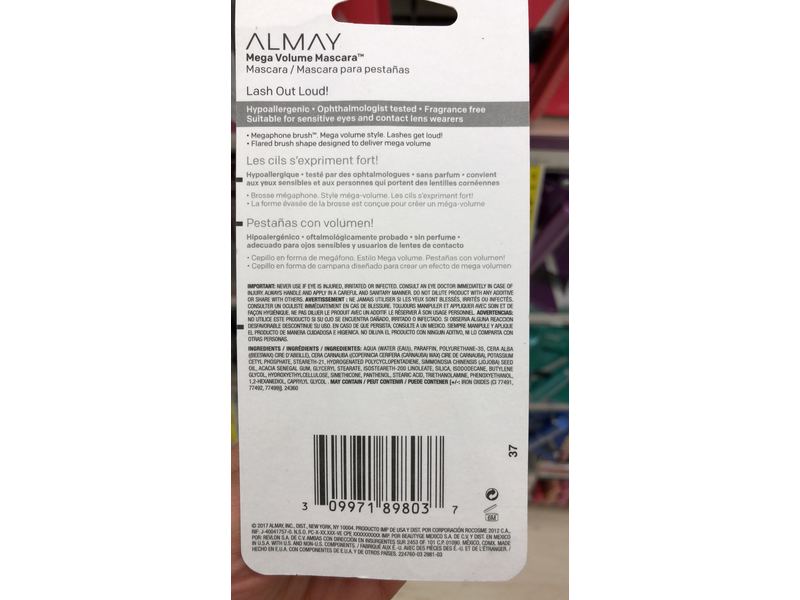 Almay Mega Volume Mascara, Whole Lotta Lash, 030 Black Brown, 0.34 fl oz / 10 mL