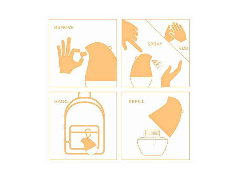 OLIKA | Hydrating Hand Sanitizer Spray with Clip-On, Fragrance Free with Essential Oils 300 Uses (6 Pack)