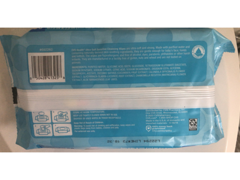 CVs Ultra Soft Sensitive Cleansing Wipes, 56 Count