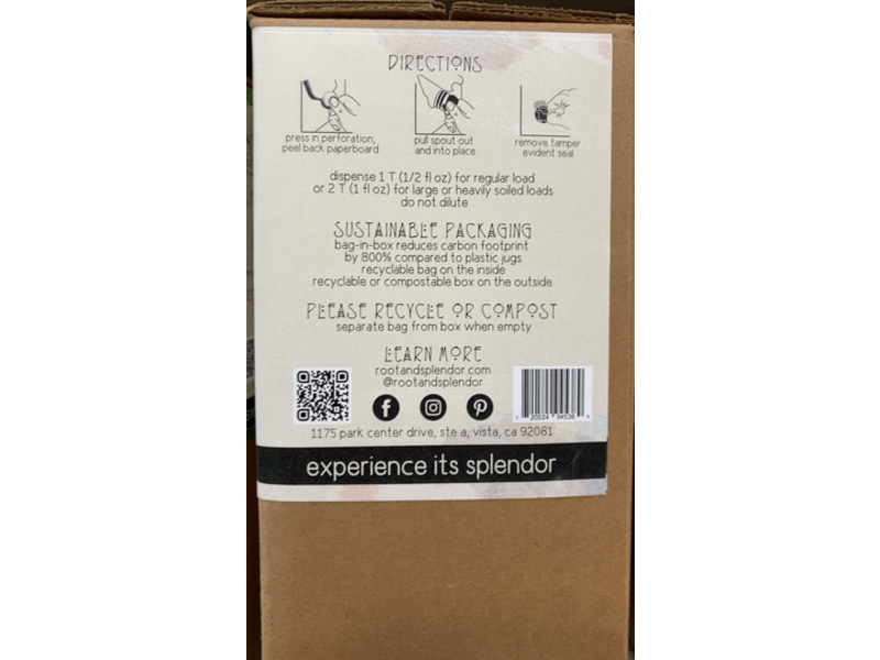 Root & Splendor Free & Claer Liquid Laundry Concentrate, 100 Loads, 50.72 fl oz/1.5 L