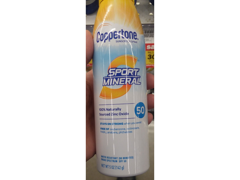 Coppertone Sport Mineral Sunscreen Spray, SPF 50, 5 oz/142 g