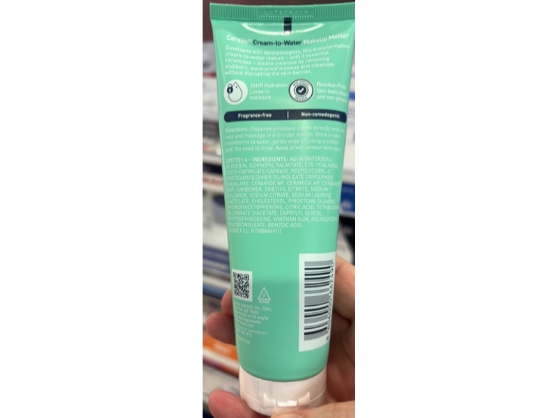 CeraVe Cream-To-Water Makeup Melter, 4 fl oz/118 mL