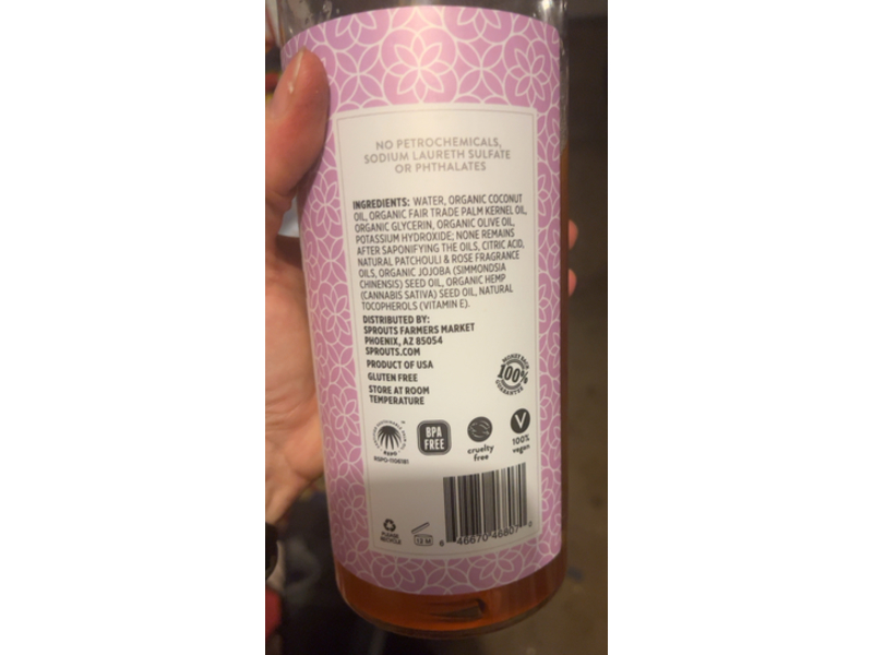 Sprouts Castile Soap, Patchouli Rose, 32 fl oz/946 mL