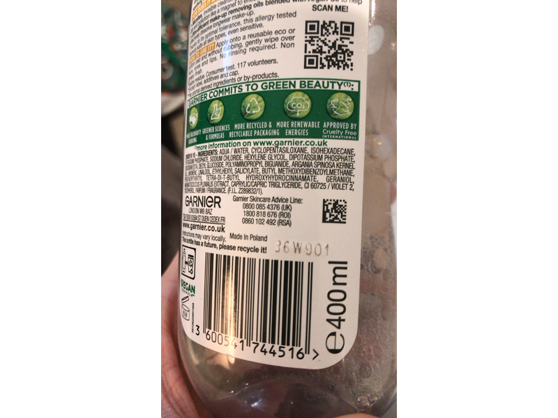 Garnier Micellar Water Oil Infused Facial Cleanser, 400 mL