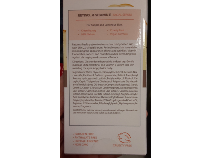 Skin 2.0 Retinol & Vitamin E Face Serum, 1.69 fl oz/50 mL