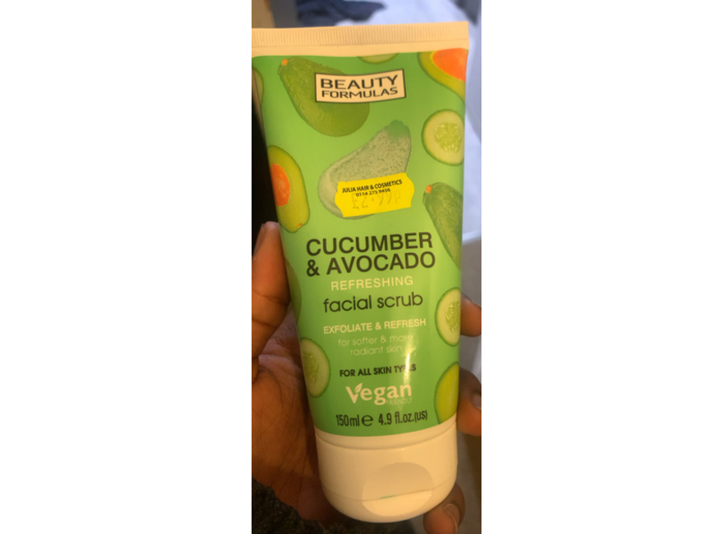 Beauty Formulas Refreshing Facial Scrub, Cucumber & Avocado, 4.9 fl oz/150 mL