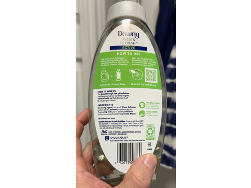 Downy Rinse & Refresh Fabric Rinse, Active Fresh, 25.5 fl oz/754 mL