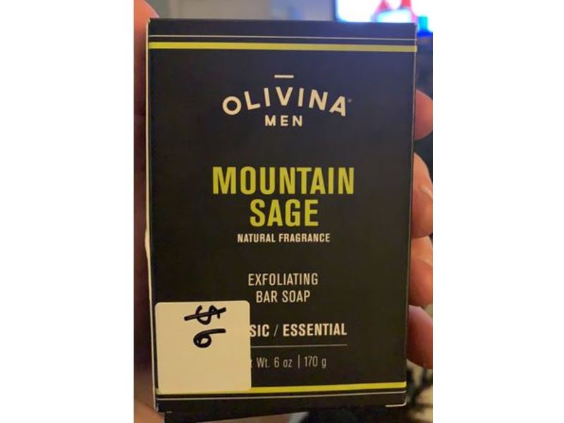 Olivina Men Classic Exfoliating Soap Bar, Mountain Sage, 6 fl oz/170 g