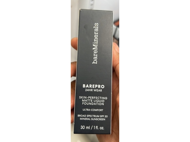 bareMinerals Barepro Skin-Perfecting Matte Liquid Foundation, SPF 20, Medium Deep 46 Neutral, 1 fl oz/30 mL